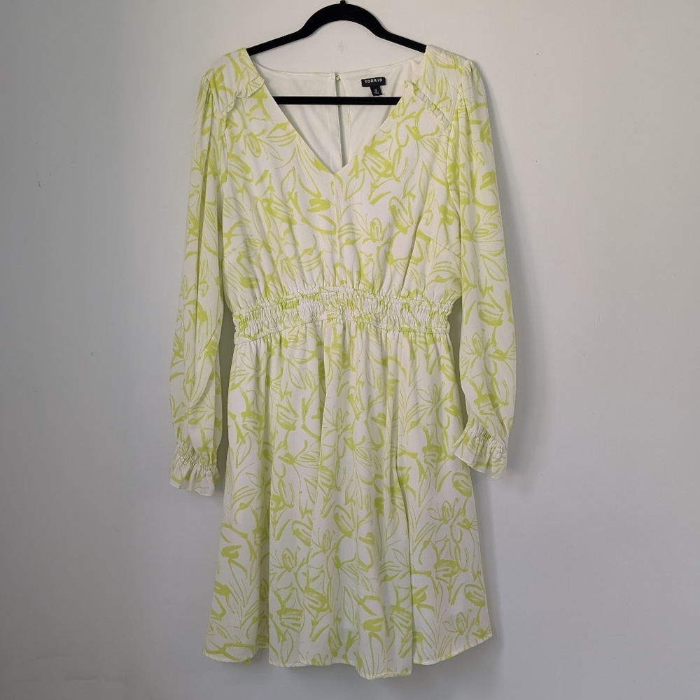 Floral V-Neck Dress in Yellow and White